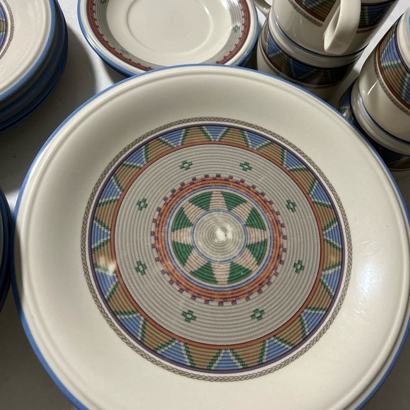 STUDIO NOVA LIMA Vintage Woven Print Hypnotic Plates, Coffee Cups -18 Pieces - Picture 14 of 16